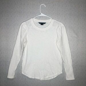 Veronica Beard Mason Baseball Tee S Long Sleeve Pima Cotton Minimalist White